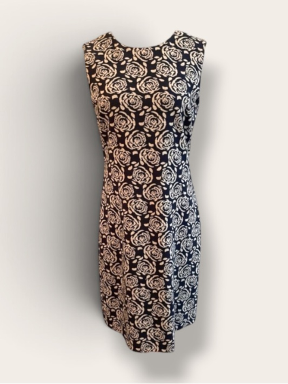 PESERICO ITALY ROSE FLORAL STRETCH KNIT PRINT SHIFT DRESS SIZE 46